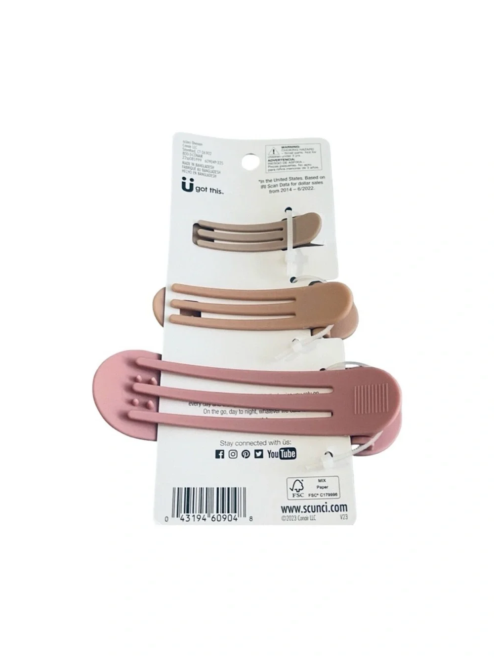 scunci Matte Pink & Neutral Hair Clip Set - 3pc FINAL PRICE DROP
